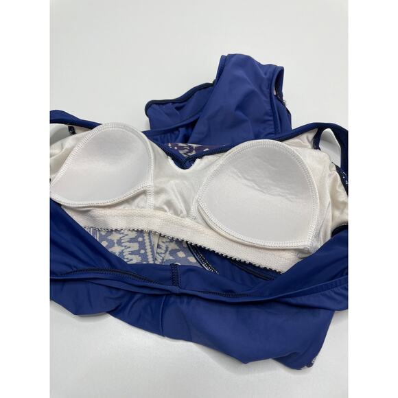 Maxine of Hollywood Gathered Cross Over One Piece w/ Built-in Bra Blue Women 10 - Picture 5 of 11